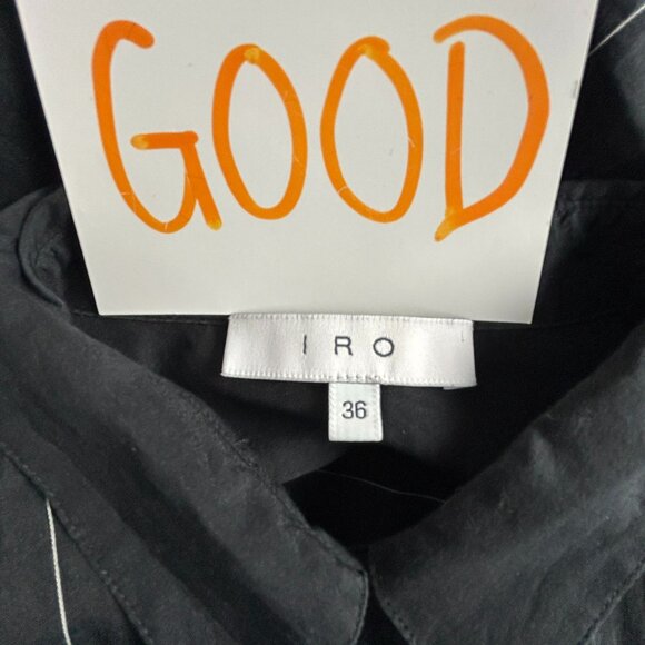 IRO Women's Frayed Hem Long Sleeve Collared Button Front Casual Blouse Black 36 - Picture 3 of 7